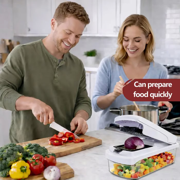 Hachoir à légumes| Coupe-aliments multifonctionnel avec récipient