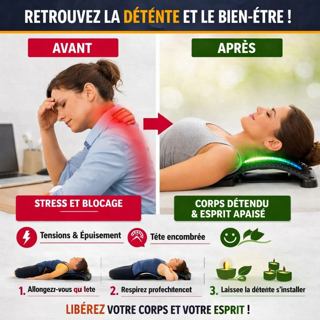 Masseur lombaire portable multifonction: soulager votre dos et dégraisser votre ventre partout, à tout moment !