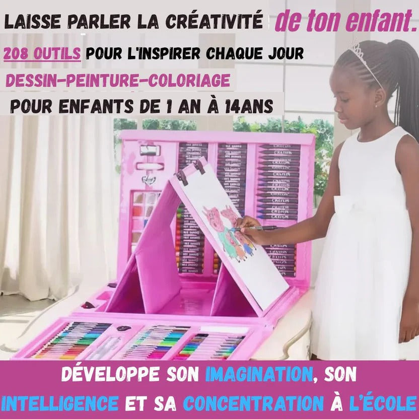 Kit de Dessin 208 pièces en 1 – Libérez la créativité et l'intelligence de votre enfant pour cette fin d'année