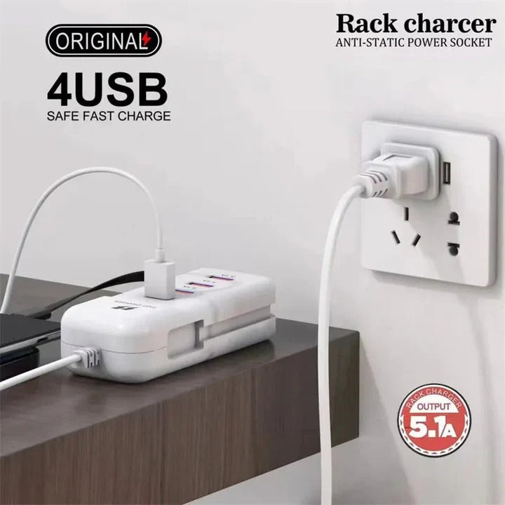 Chargeur 2026 Rapide™ 4 en 1 ( 4 ports USB+ 1 câble type C intégré)
