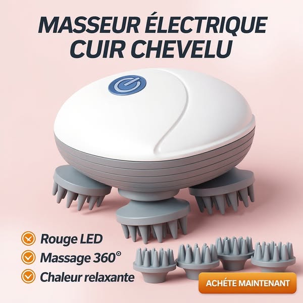 Masseur Cuir Chevelu (LED rouge + chaleur) — 5-en-1