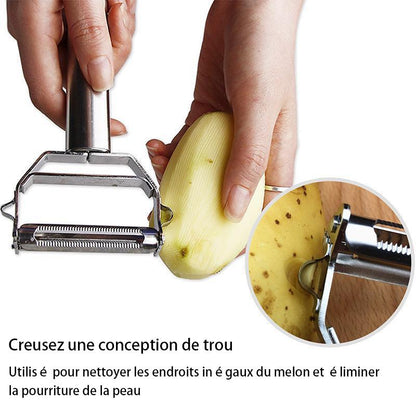Éplucheur Râpe Multifonctions en Acier Inoxydable pour Fruits et Légumes
