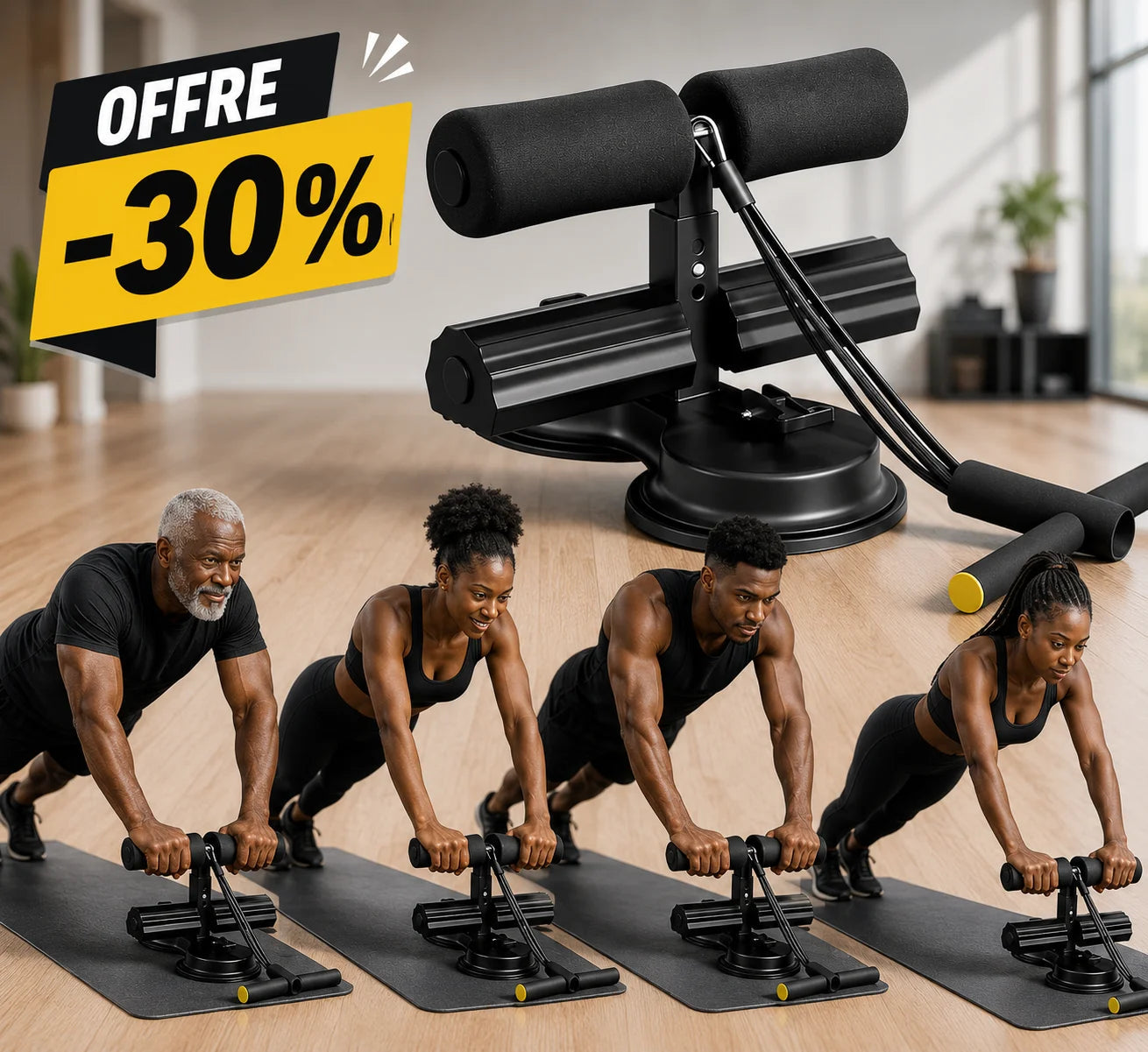 Appareil auxiliaire d'entraînement des abdominaux, barre d'aspiration