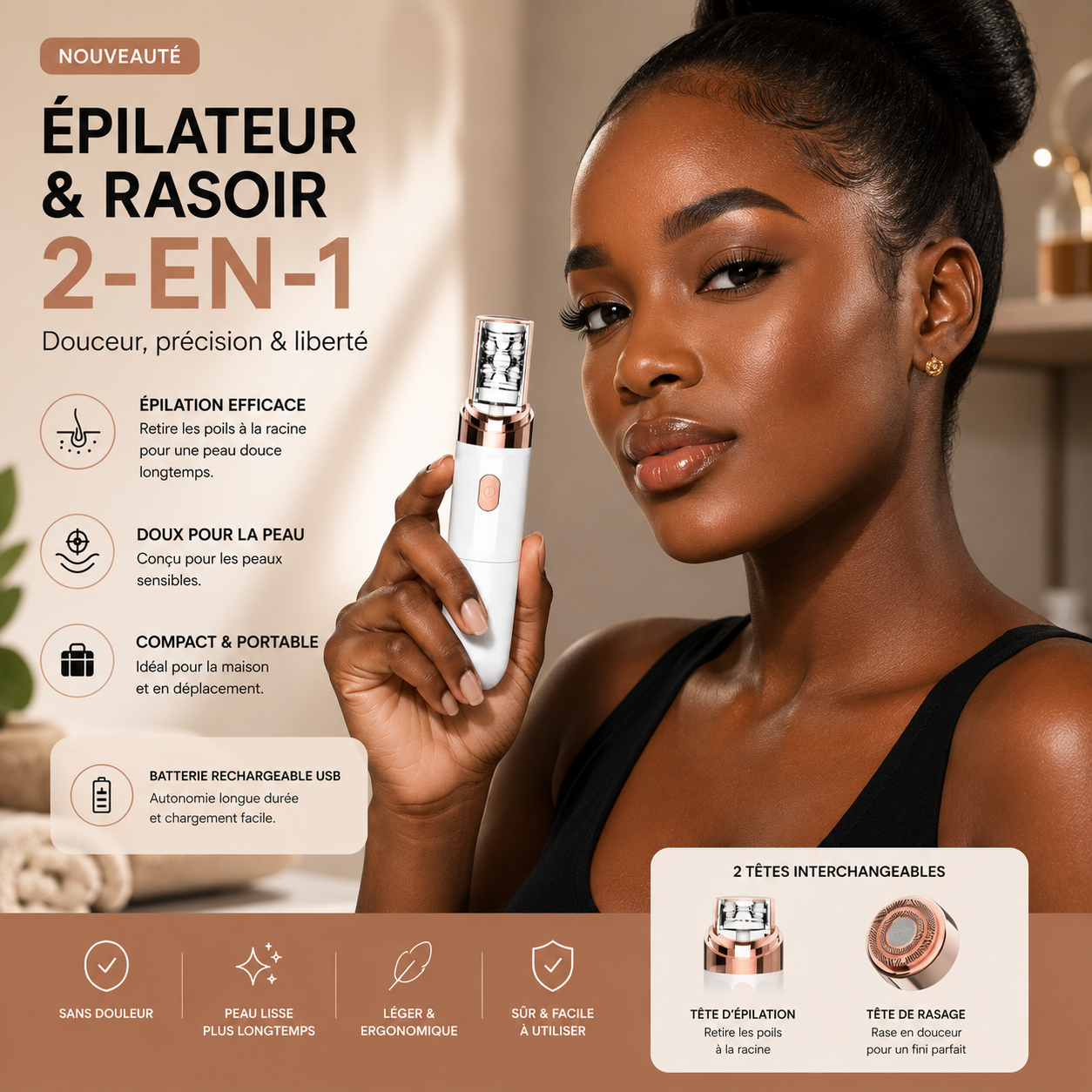 Nouvel outil de nettoyage intelligent électrique automatique à double tête