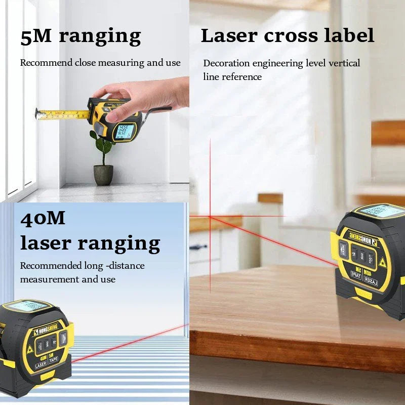 Mètre à ruban laser infrarouge 3 en 1 (impérial et métrique)