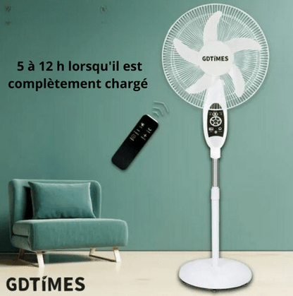 Ventilateur rechargeable avec panneau solaire et 2 ampoules