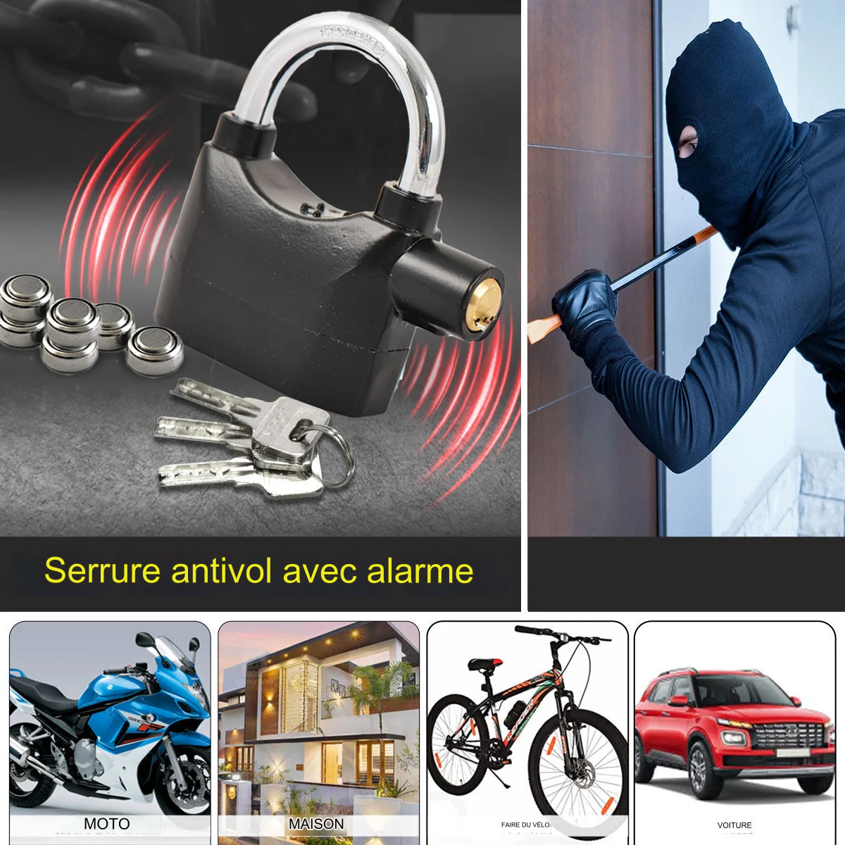 🔐 Cadenas avec Alarme Intégrée – Parce que la Sécurité N'est Pas Négociable ! 🔐