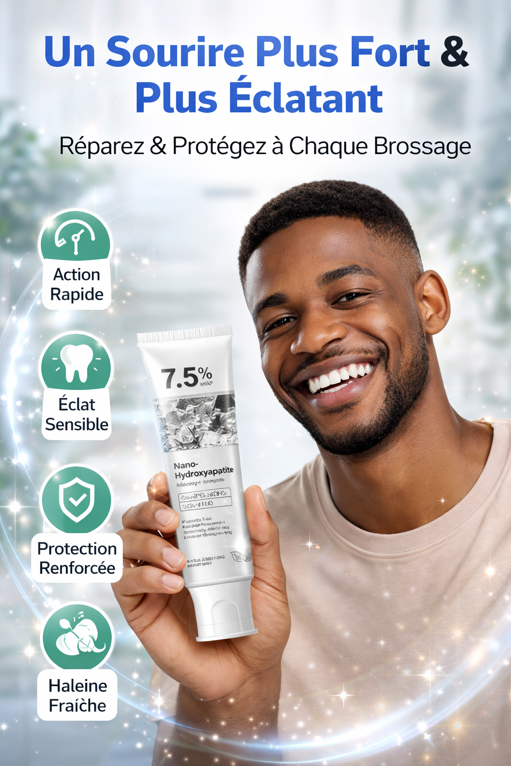 Dentifrice blanchissant à l'hydroxyapatite