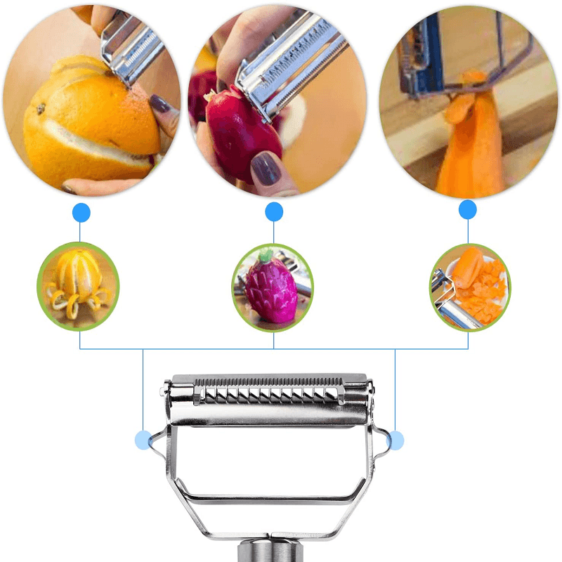 Éplucheur Râpe Multifonctions en Acier Inoxydable pour Fruits et Légumes