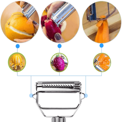 Éplucheur Râpe Multifonctions en Acier Inoxydable pour Fruits et Légumes