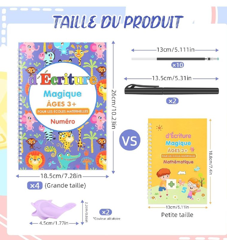 Pack Cahier pour Maternelle au CE1 : Écriture en 14 Jours – 4 Cahiers, 1 Stylo, 10 Recharges à 10 900 FCFA