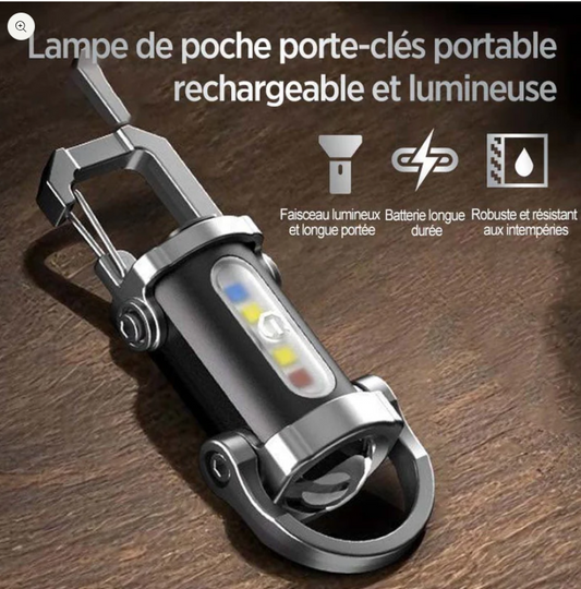 Lampe torche portable rechargeable et lumineuse pour porte-clés
