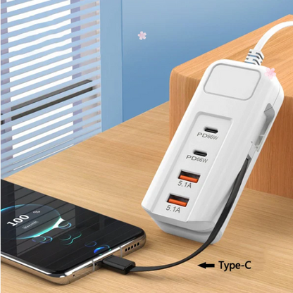 Prise multifonctionnelle à chargement rapide - 2PD + 2USB