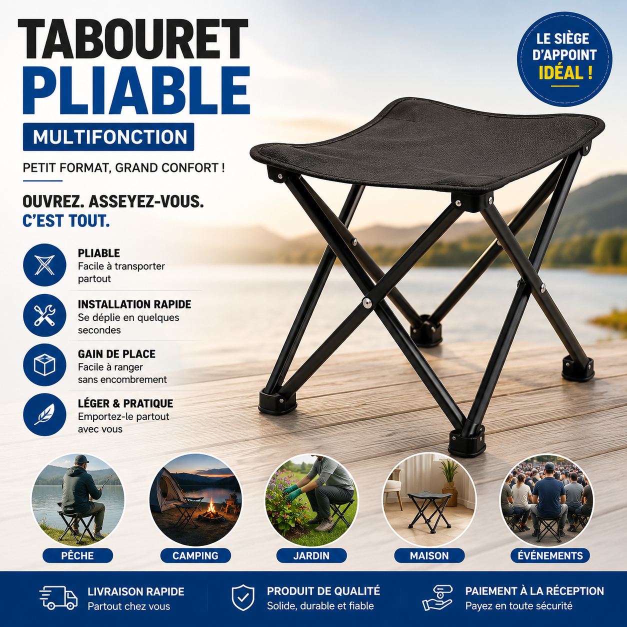 Tabouret Pliable Multifonction – Votre Siège Partout, À Tout Moment