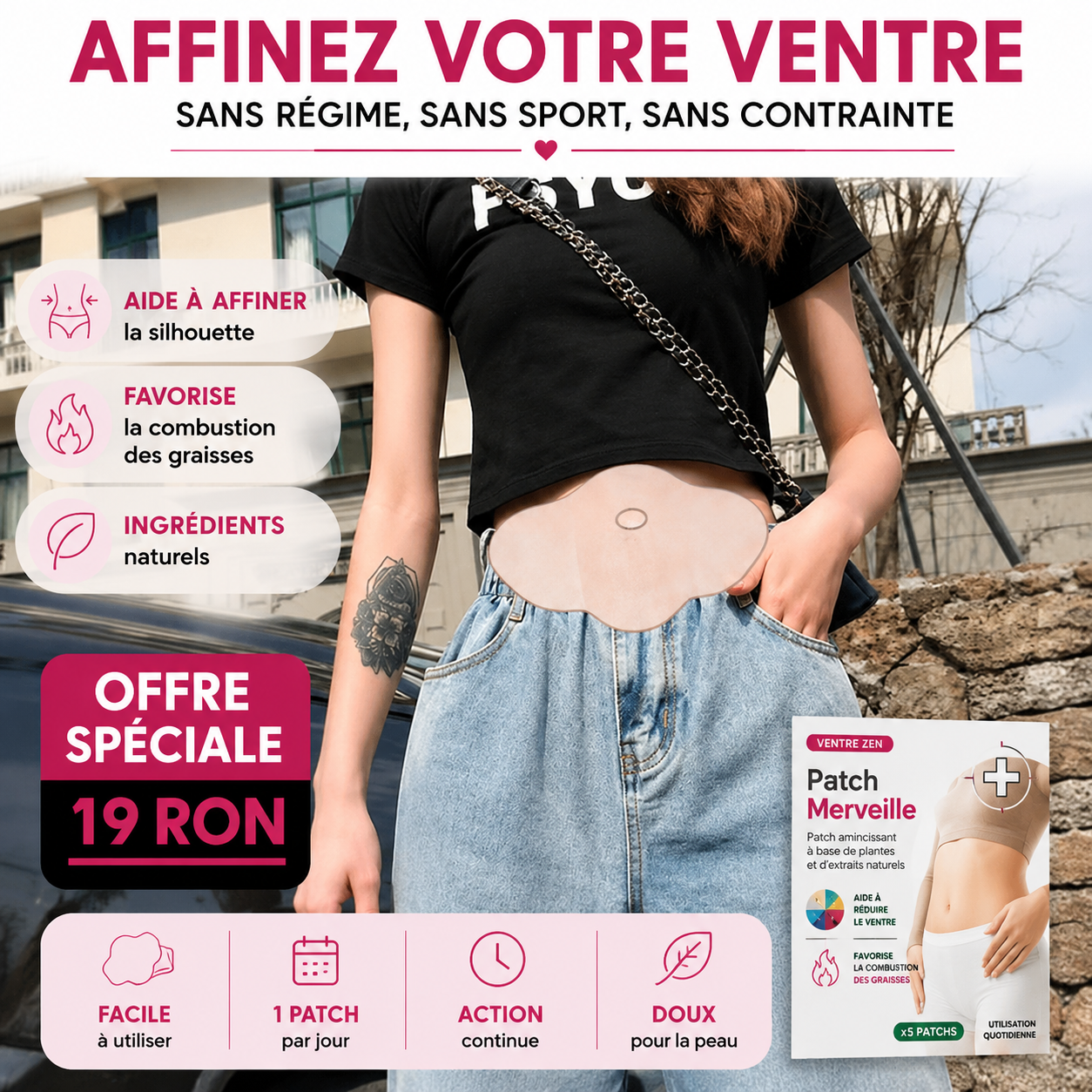 Pack de 20 Mymi Wonder Patch™ – Le Secret Ventre Plat Post-Grossesse & Hormonal