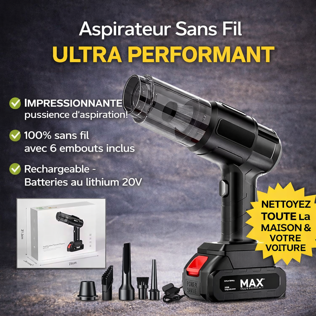 Aspirateur Sans Fil Ultra Puissant YAN YI – Nettoyez Tout en 2 Minutes..