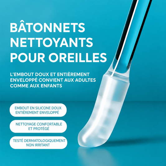 Bâtonnet Adhésif Réutilisable de Nettoyage pour Conduit Auditif- Soins des oreilles doux et visibles