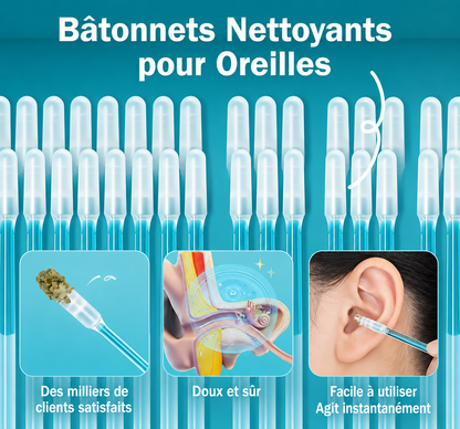Bâtonnet Adhésif Réutilisable de Nettoyage pour Conduit Auditif- Soins des oreilles doux et visibles