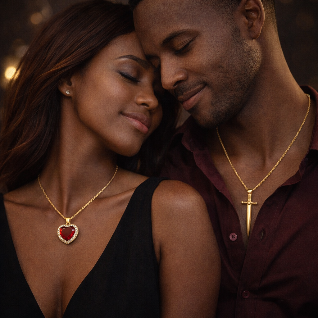 Collier Couple “Cœur & Protection” ❤️ en Acier Inoxydable
