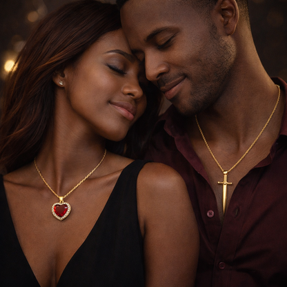 Collier Couple “Cœur & Protection” ❤️ en Acier Inoxydable