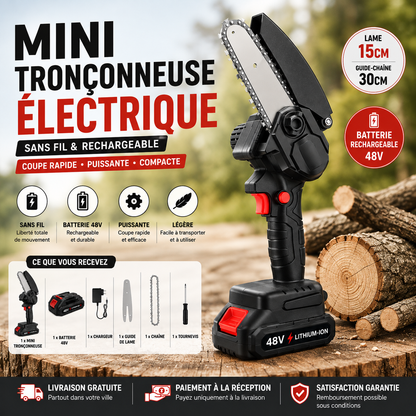 Mini Tronçonneuse Électrique Sans Fil – Puissante & Rechargeable