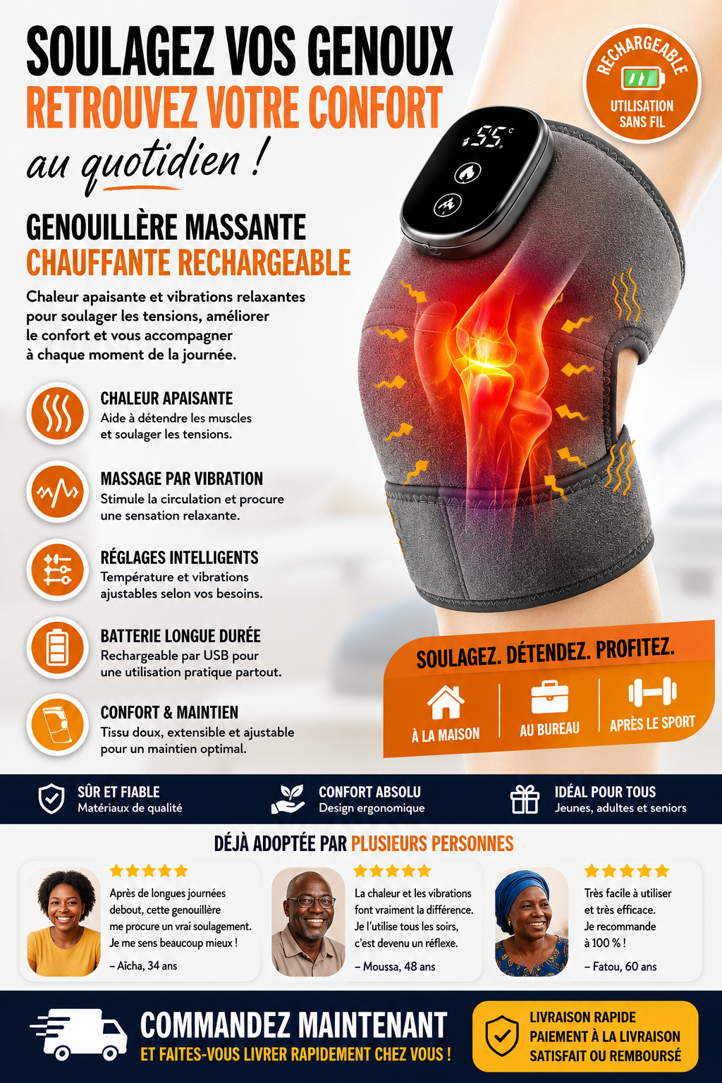 Genouillère Chauffante Intelligente – Soulagez Vos Jambes Avec Confort & Technologie