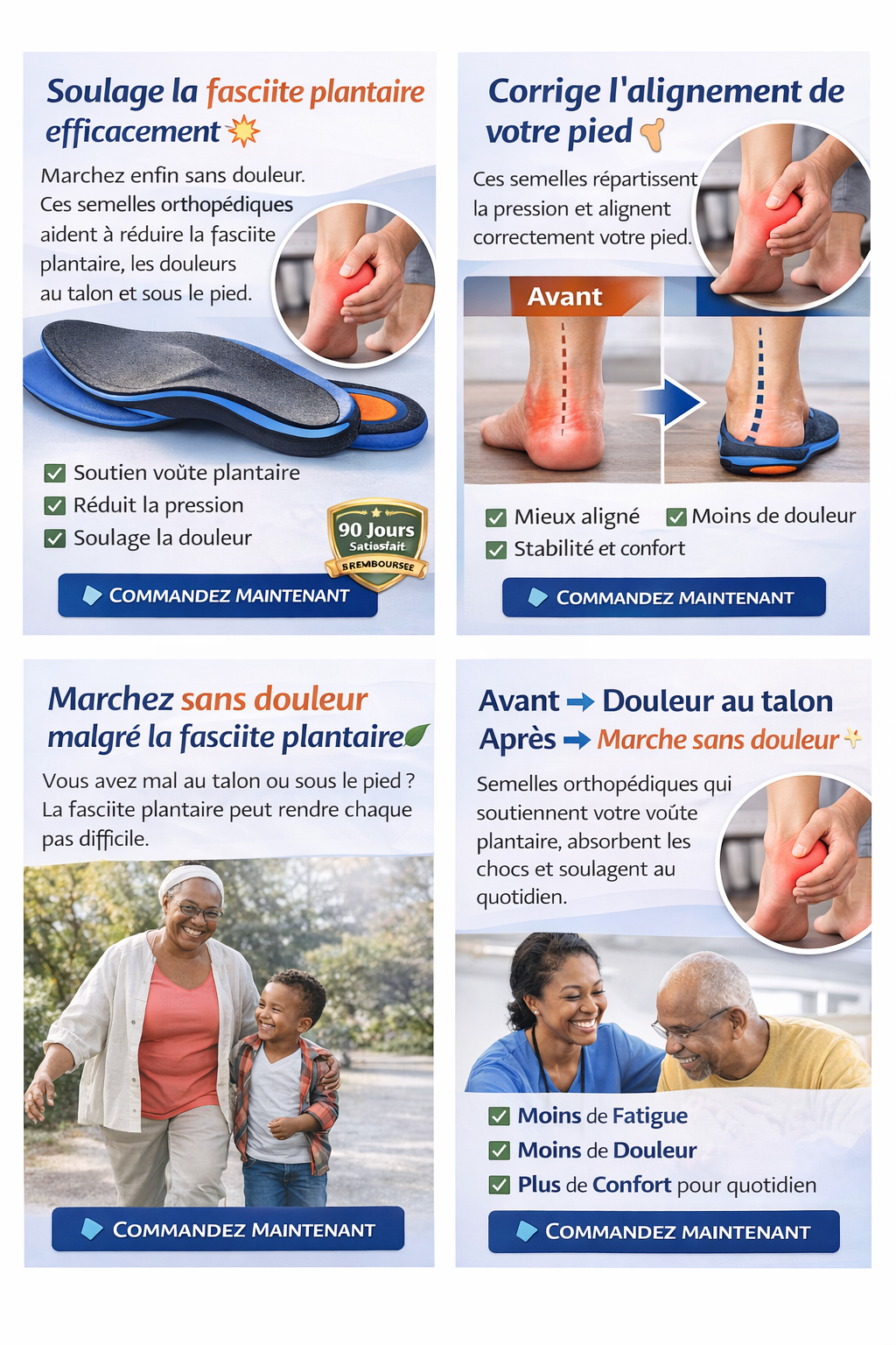 Semelles Orthopédiques Anti-Douleur – Spécial Fasciite Plantaire & Talon( paires de semelles)