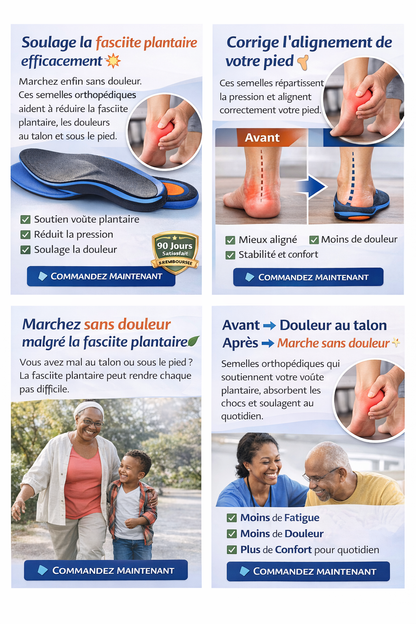 Semelles Orthopédiques Anti-Douleur – Spécial Fasciite Plantaire & Talon( paires de semelles)