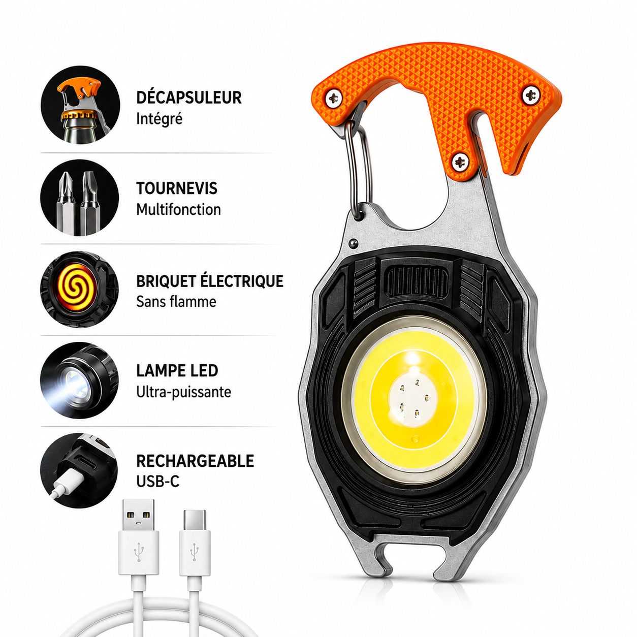 Lampe de poche multifonctionnelle sur porte-clés