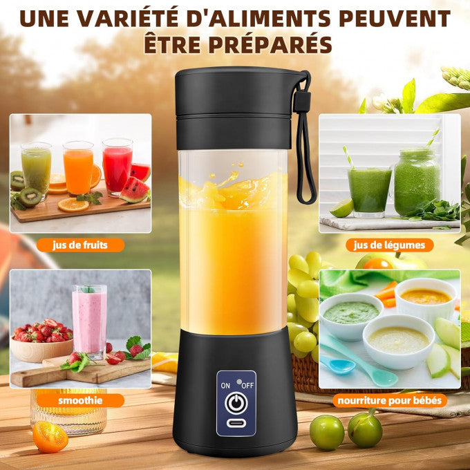 Mixeur portable à 4 lames rechargeable pour bureau et sorties ( 380ML )