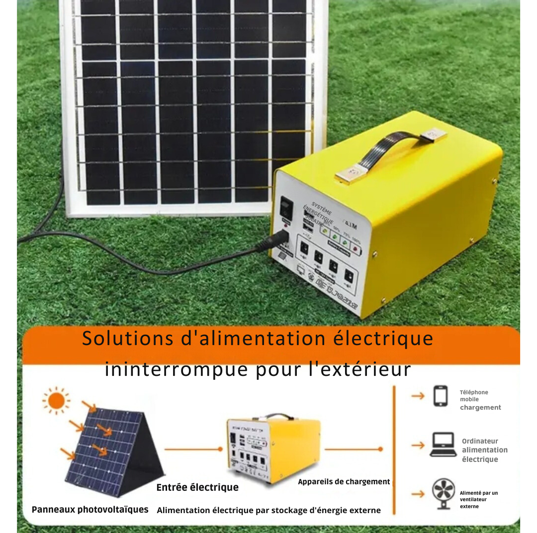 Mini centrale solaire Portable 12V, générateur, avec panneau solaire, Profitez de 4 lampes LED offertes gratuitement