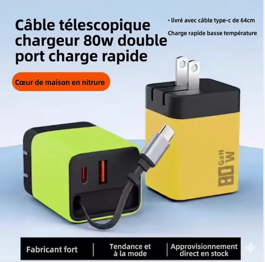 Chargeur Ultra Rapide 80W Multi-Port – Ne Tombez Plus Jamais en Panne de Batterie