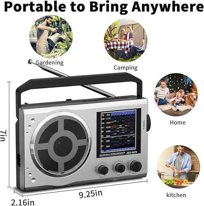 Radio MEGA SONIKA SA-3070U-BT-11 Bandes,Baterie Rehargeable,USB,MP3