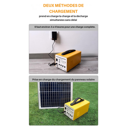 Mini centrale solaire Portable 12V, générateur, avec panneau solaire, Profitez de 4 lampes LED offertes gratuitement
