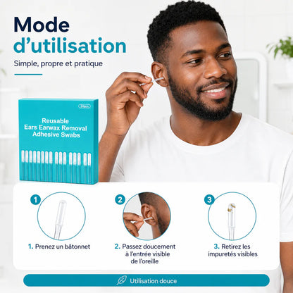 Bâtonnets Adhésifs Lavables pour l’Hygiène des Oreilles – Boîte de 24(Achetez 1 obtenez 1 gratuit)