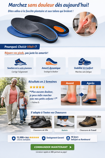 Semelles Orthopédiques Anti-Douleur – Spécial Fasciite Plantaire & Talon( paires de semelles)