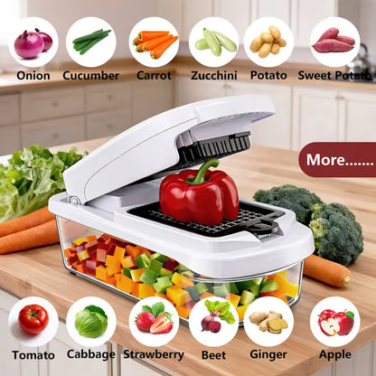 Hachoir à légumes| Coupe-aliments multifonctionnel avec récipient