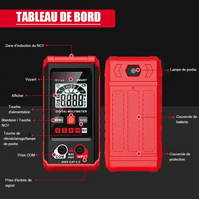 🔥 Vente Flash : Testeur de Multimètre Numérique Intelligent AC/DC – Plage Automatique 600V 🔥
