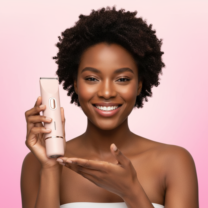 Femme africaine avec rasoir beige/rose
