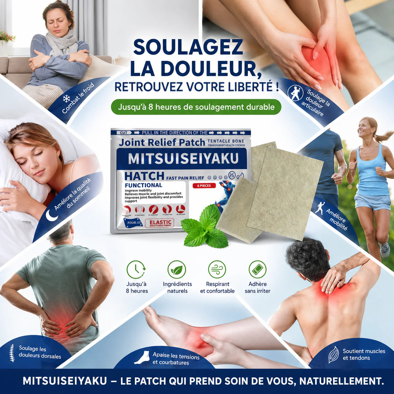 🌿 Patch Japonais Naturel – Apaisement des Douleurs Articulaires & Musculaires. (1 acheté + 1 offert=12 patchs)