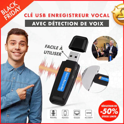 CLÉ USB ENREGISTREUR VOCAL AVEC DÉTECTION DE VOIX