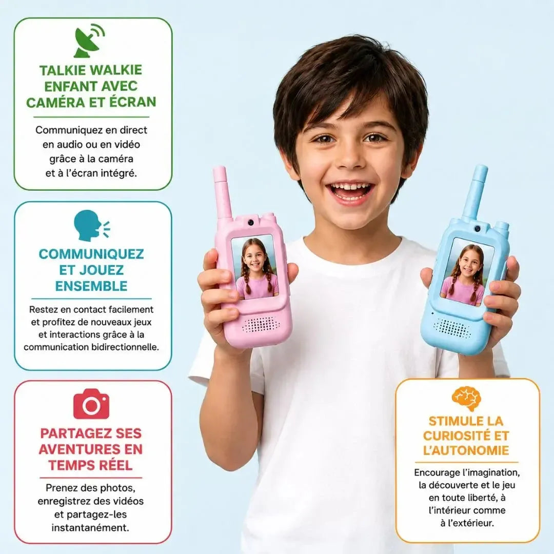 Talkie-Walkie Enfant Vidéo – Caméra & Écran – Lot de 2