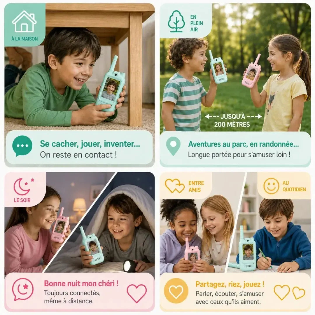 Talkie-Walkie Enfant Vidéo – Caméra & Écran – Lot de 2
