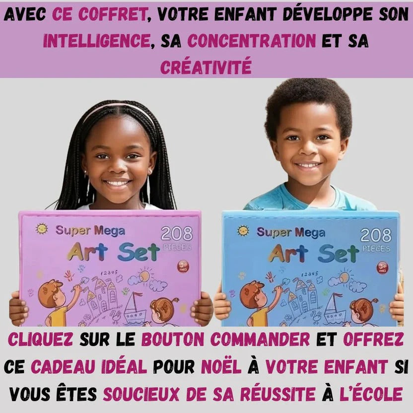 Kit de Dessin 208 pièces en 1 – Libérez la créativité et l'intelligence de votre enfant pour cette fin d'année