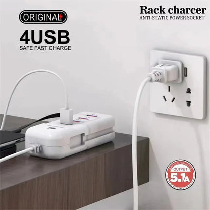 Chargeur 2026 Rapide™ 4 en 1 ( 4 ports USB+ 1 câble type C intégré)
