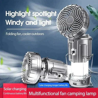 Super Lanterne portable à LED solaire avec ventilateur + Charge Portable