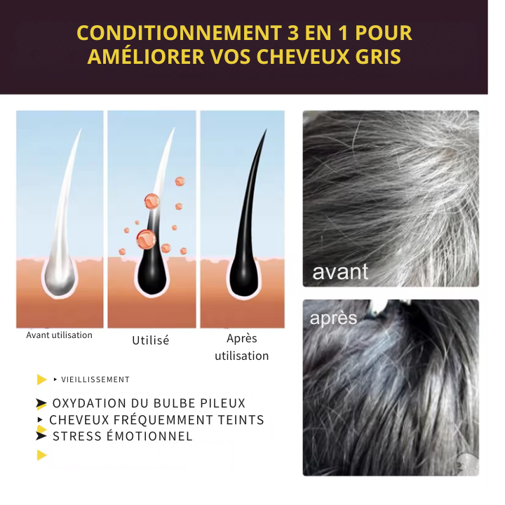 Shampooing d'huile pour éliminer les cheveux et barbes  blanche 500ml (demi litre)..