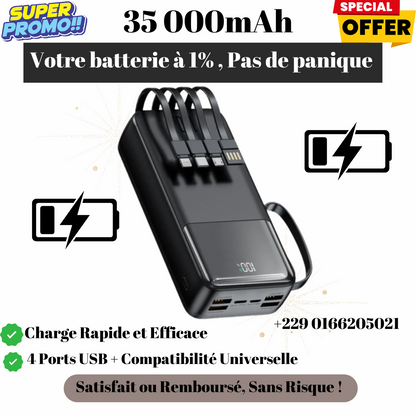 Power Bank Premium 35 000 mAh – Sécurité, Fiabilité et Performance