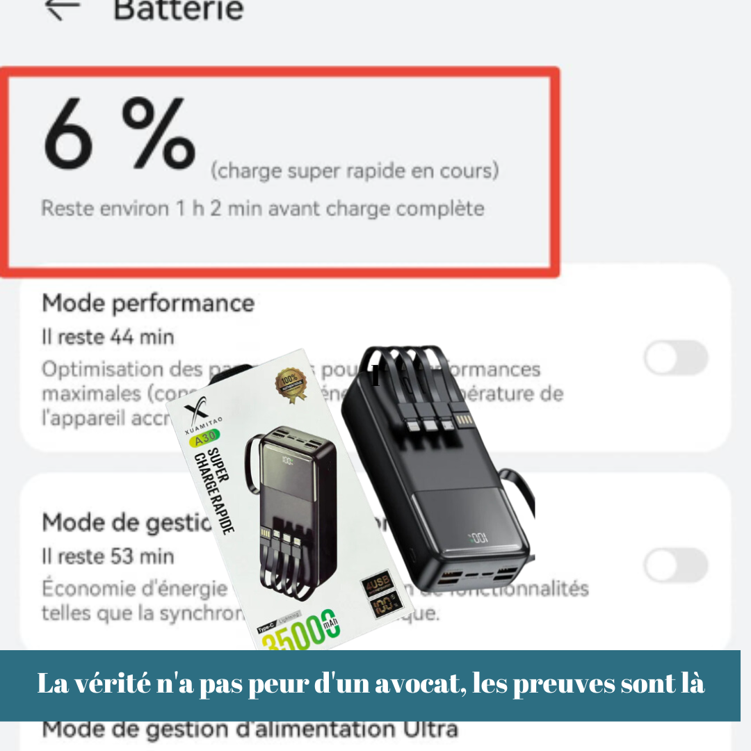 Power Bank Premium 35 000 mAh – Sécurité, Fiabilité et Performance
