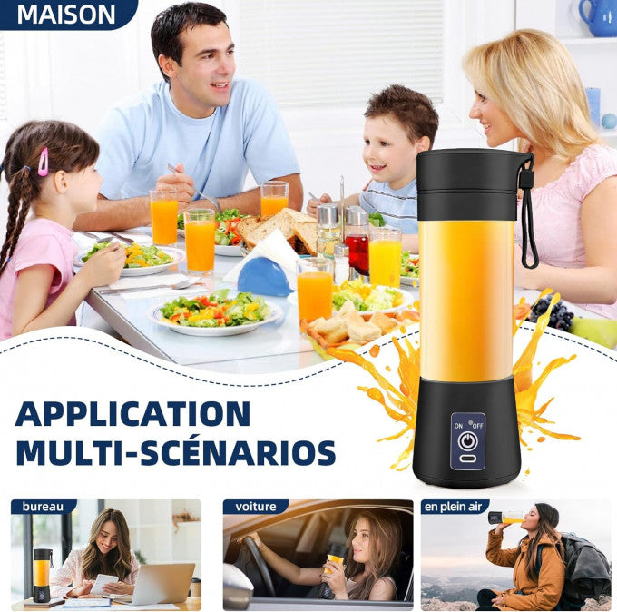 Mixeur portable à 4 lames rechargeable pour bureau et sorties ( 380ML )